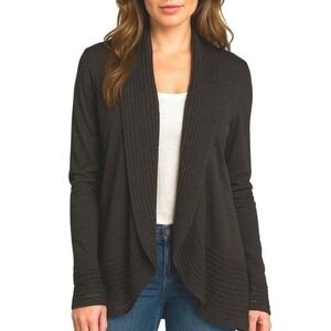 Aventura Black Shawl Cardigan Sweater with Textured Details